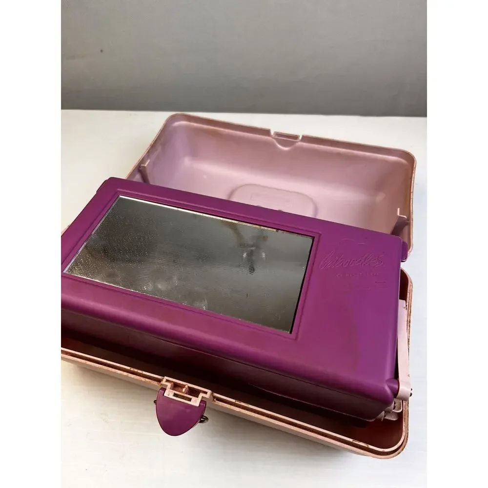 Caboodles On The Go Girl Make Up Case 80's Vintage Purple Retro Mirrored Plastic
